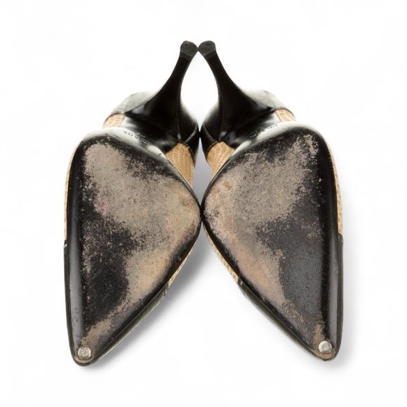 Prada Two-Tone Black and Tan Heels| Prada Heels| Black and Cream Prada Heels - Picture 6 of 10